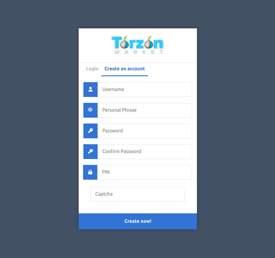 TorZon Market Registration Interface