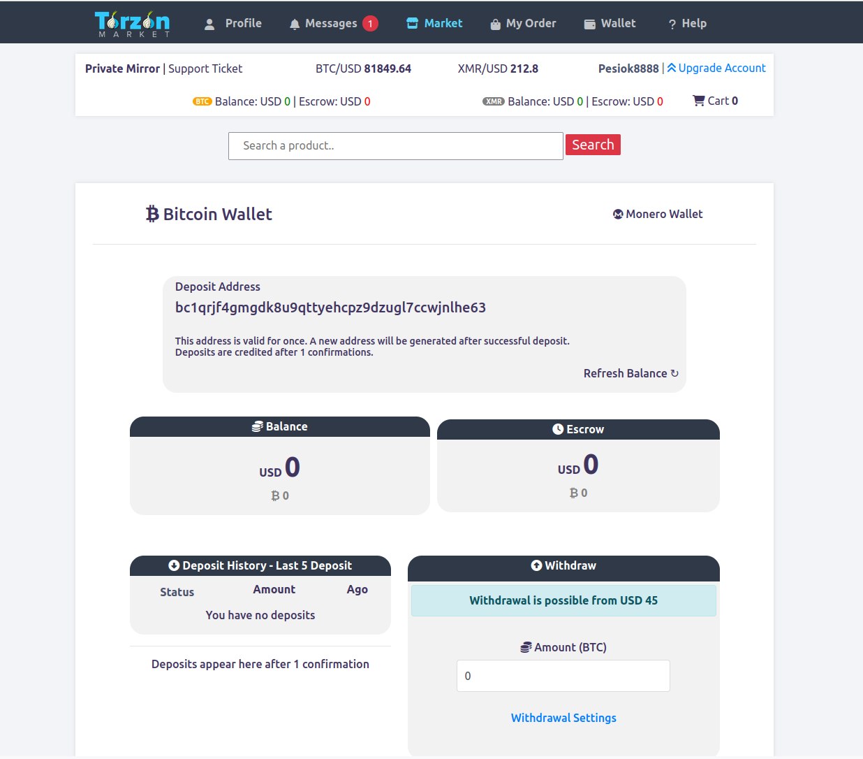 TorZon Market Wallet Management